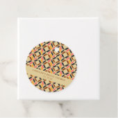 Moderne Geometrische Zwarte Gele Bruiloftsdouche Bedankjes Labels (In situ)