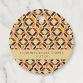 Moderne Geometrische Zwarte Gele Bruiloftsdouche Bedankjes Labels (Voorkant)