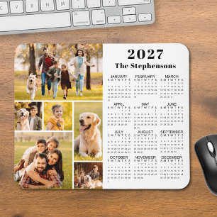Moderne gepersonaliseerde 2027 kalender 6 foto col muismat