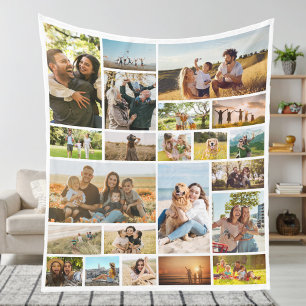 Moderne gepersonaliseerde 22 foto collage fleece deken
