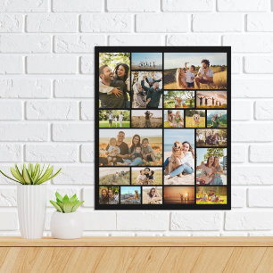 Moderne gepersonaliseerde 22 foto collage poster