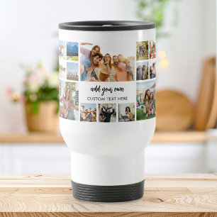 Moderne gepersonaliseerde 24 foto collage reisbeker