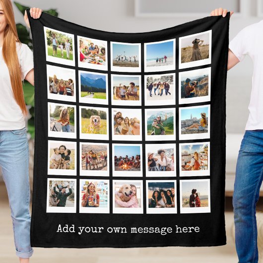 Moderne gepersonaliseerde 25 foto collage fleece deken