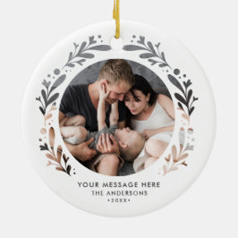 Moderne gepersonaliseerde 2-foto knipsel Lijst ker Keramisch Ornament