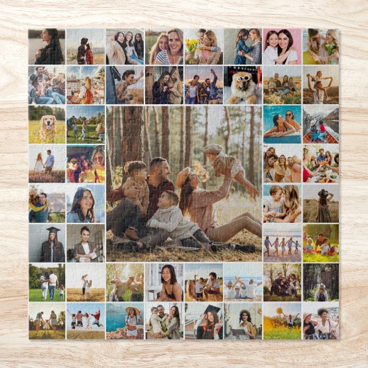 Moderne gepersonaliseerde 49 foto collage legpuzzel