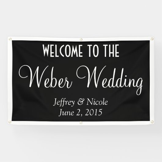 Moderne gepersonaliseerde aangepaste trouwbanner spandoek (Horizontaal)