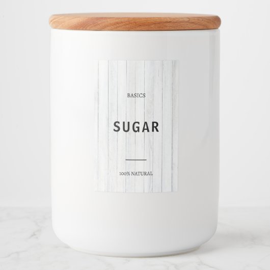 Moderne Gepersonaliseerde Basics Sugar Black Fonts Voedselcontainer Etiket (Voorkant)
