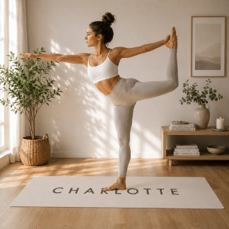 Moderne gepersonaliseerde beige naam yogamat