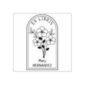 Moderne gepersonaliseerde bloem ex libris 	rubberstempel (Afrduk)