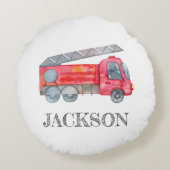 Moderne Gepersonaliseerde Brandweerman verjaardags Rond Kussen (Achterkant)