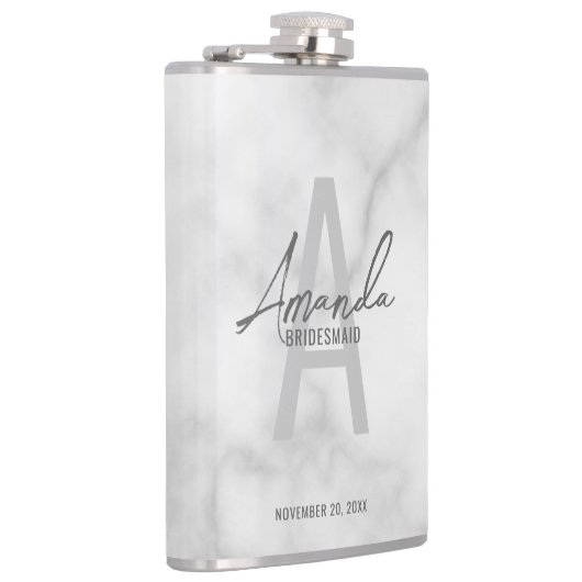 Moderne gepersonaliseerde bruidsmeisje monogram en heupfles (Rechts)