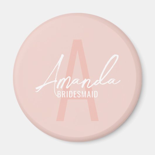 Moderne gepersonaliseerde bruidsmeisje monogram en magneet (Voorkant)
