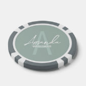 Moderne gepersonaliseerde bruidsmeisje monogram en poker chips (Enkel)