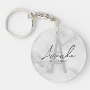 Moderne gepersonaliseerde bruidsmeisje monogram en sleutelhanger