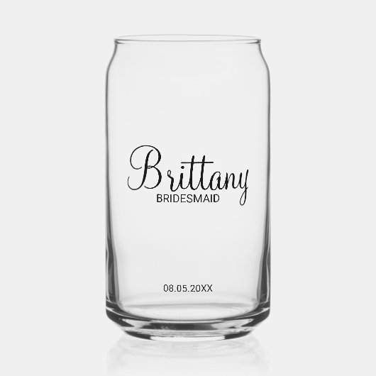 Moderne gepersonaliseerde bruidsmeisjes naam blikvorm glas (Voorkant)
