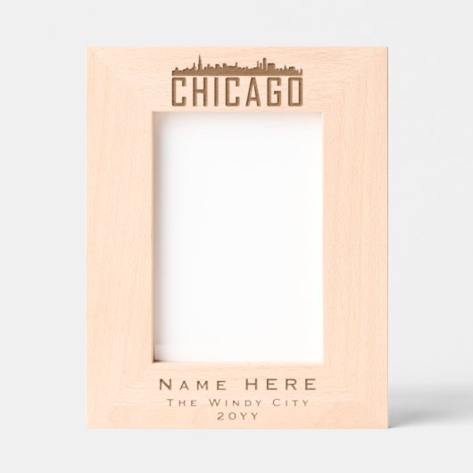 Moderne gepersonaliseerde Chicago City Silhouette Gegraveerde Lijstjes (Voorkant)