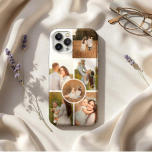 Moderne gepersonaliseerde collage van zes foto's iPhone 15 pro hoesje