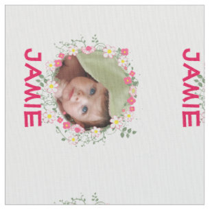 Moderne, gepersonaliseerde Floral Garland Uw foto Stof