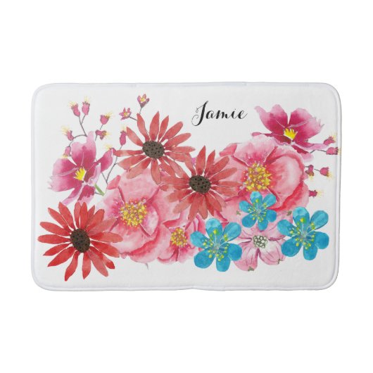 Moderne gepersonaliseerde Folksy Wildflower Bloom Badmat (Voorkant)