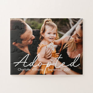 Moderne Gepersonaliseerde Foto Adoptie Aankondigin Legpuzzel