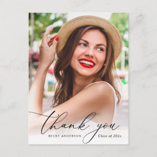 Moderne gepersonaliseerde foto afstuderen dank u briefkaart