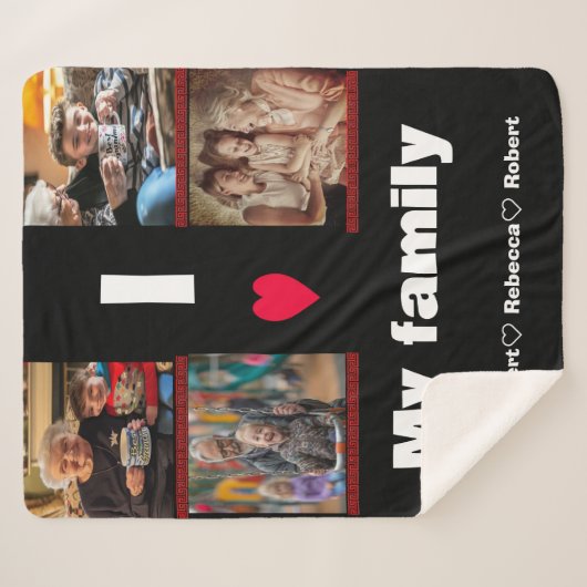 Moderne gepersonaliseerde foto collag sherpa deken (Voorkant (horizontaal))