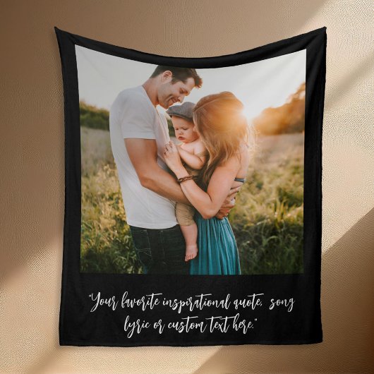 Moderne gepersonaliseerde foto Elegant Script Quot Fleece Deken