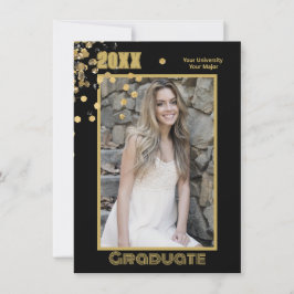 Moderne Gepersonaliseerde Foto Zwart Goud Sparkles Kaart