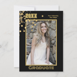 Moderne Gepersonaliseerde Foto Zwart Goud Sparkles Kaart