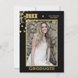 Moderne Gepersonaliseerde Foto Zwart Goud Sparkles Kaart
