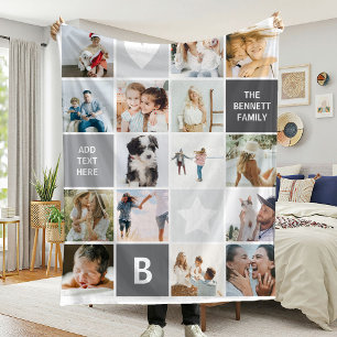 Moderne Gepersonaliseerde Fotocollage Aandenken Fleece Deken