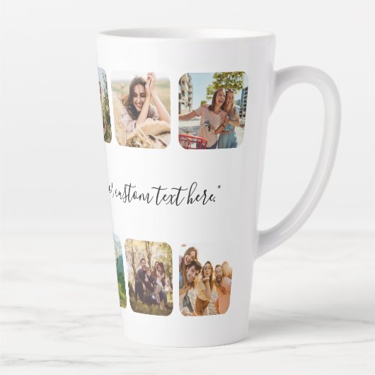 Moderne Gepersonaliseerde Fotocollage Custom Quote Latte Mok (Rechts)