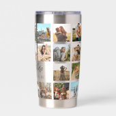 Moderne gepersonaliseerde fotocollage geïsoleerde drinkbeker (Achterkant)