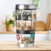 Moderne gepersonaliseerde fotocollage geïsoleerde drinkbeker