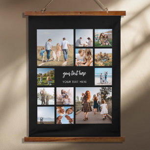 Moderne gepersonaliseerde fotocollage hangend wandkleed