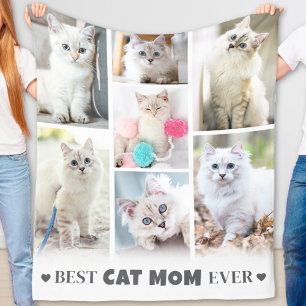 Moderne Gepersonaliseerde Fotocollage Huisdier Kat Fleece Deken