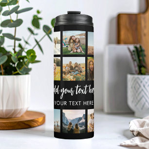 Moderne gepersonaliseerde fotocollage thermosbeker