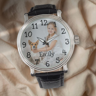 Moderne Gepersonaliseerde Fotonaam Horloge
