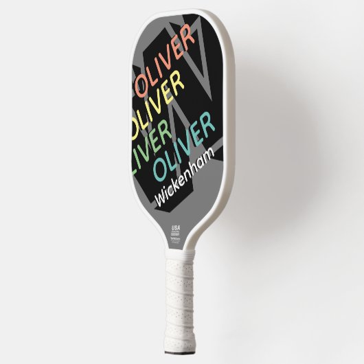 Moderne gepersonaliseerde gerepliceerde kleurnaam pickleball paddle (Links)