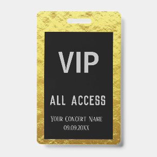 Moderne gepersonaliseerde gouden zwarte VIP-toegan Badge
