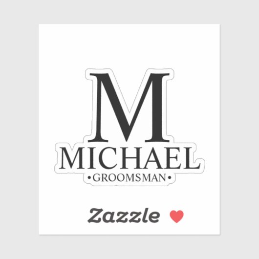Moderne gepersonaliseerde groomman's monogram en n sticker (Vel)