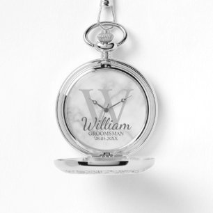 Moderne Gepersonaliseerde Groomsman's Naam en Mono Horloge