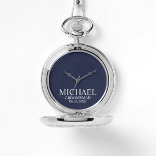 Moderne Gepersonaliseerde Groomsman's Naam en Mono Horloge
