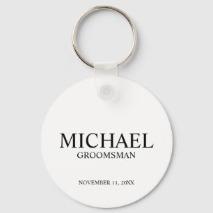 Moderne Gepersonaliseerde Groomsman's Naam en Mono Sleutelhanger