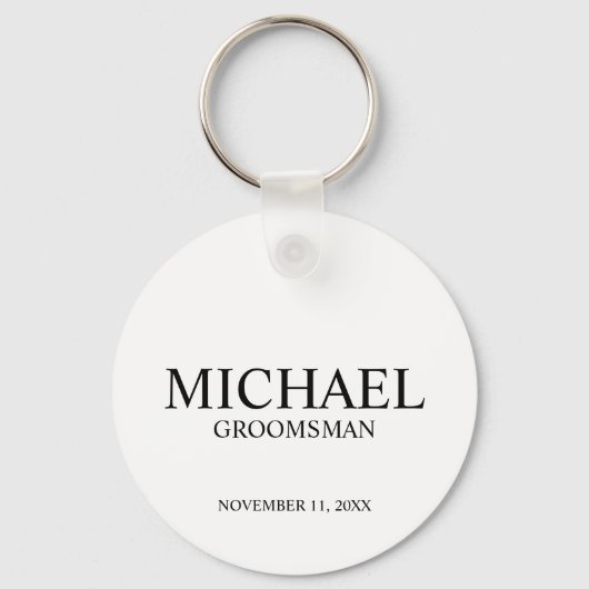 Moderne Gepersonaliseerde Groomsman's Naam en Mono Sleutelhanger (Voorkant)