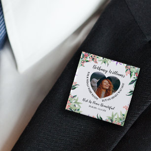 Moderne Gepersonaliseerde Hart Foto Herdenking Vierkante Button 5,1 Cm