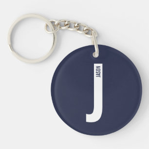 Moderne Gepersonaliseerde Krachtige Monogram en Na Sleutelhanger