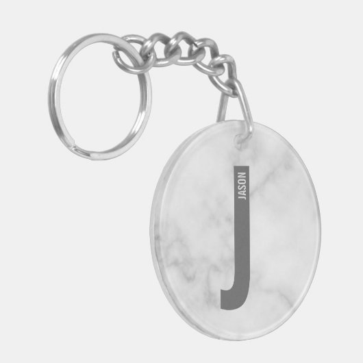 Moderne Gepersonaliseerde Krachtige Monogram en Na Sleutelhanger (Voorkant Links)