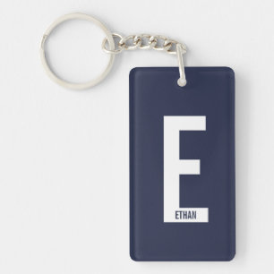 Moderne Gepersonaliseerde Krachtige Monogram en Na Sleutelhanger