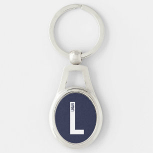 Moderne Gepersonaliseerde Krachtige Monogram en Na Sleutelhanger